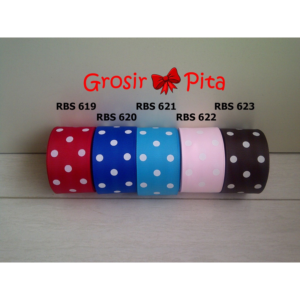 

(25 yard) Pita Grosgrain Motif Polkadot RBS 619,620,621,622,623 | Toko Bahan Craft | Grosir Pita