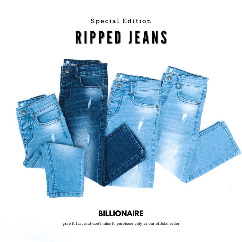 RAF BILLIONAIRE RIPPED JEANS Celana Panjang
