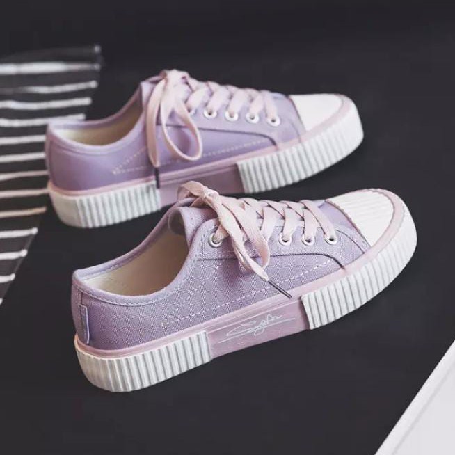 TBIG [COD] Sepatu Sneakers Import MMSTAR Fashion Casual Korea Style Sekolah Kuliah Wanita Pria-Ungu