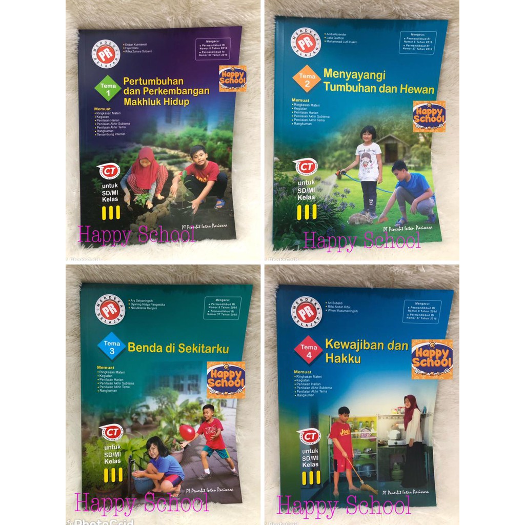 BUKU PR INTAN PARIWARA KELAS III SD TEMA 1 - 4 + PEGANGAN GURU