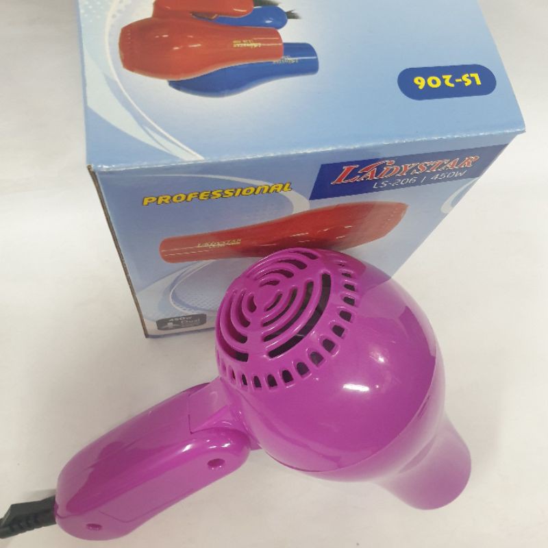 Alat pengering rambut Ladystar Hair dryer Lipat  Mini  Salon  Murah  Angin Besar Panas Dingin Ls 206