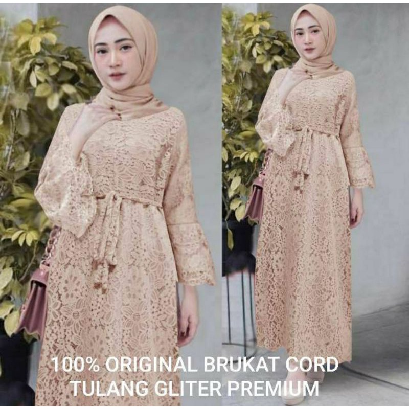 Gamis Maxi Yasina Brukat / Gamis Brukat Tulang Premium / Gamis Kondangan / Gamis Acara murah / Gamis