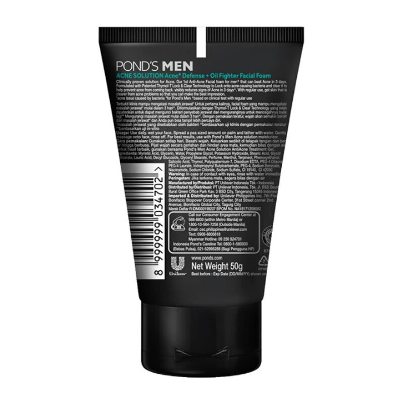 POND'S Men Acne Solution Facial Foam Anti Bakteri 100g