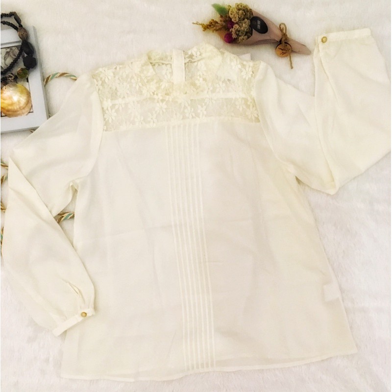 Blouse Wanita Lengan panjang| Atasan Wanita Lengan Panjang Putih