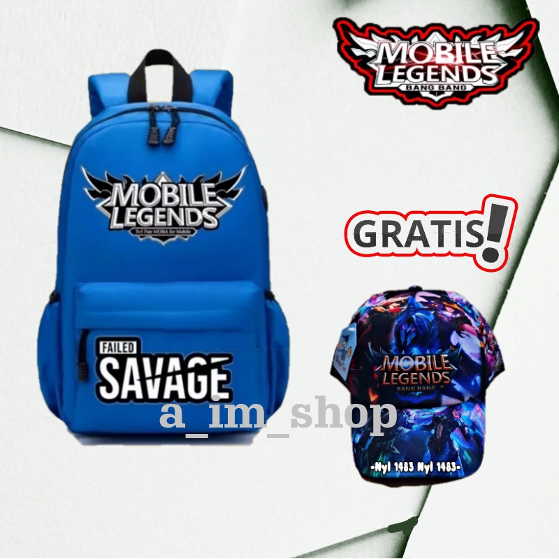 Tas Anak Sekolah Simple SD dan TK Laki Laki Garsel mobile legends ( gratis topi )