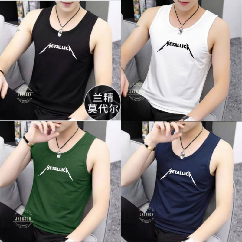 KAOS SINGLET LENGAN BUNTUNG PRIA DEWASA BERLOGO METALLICA