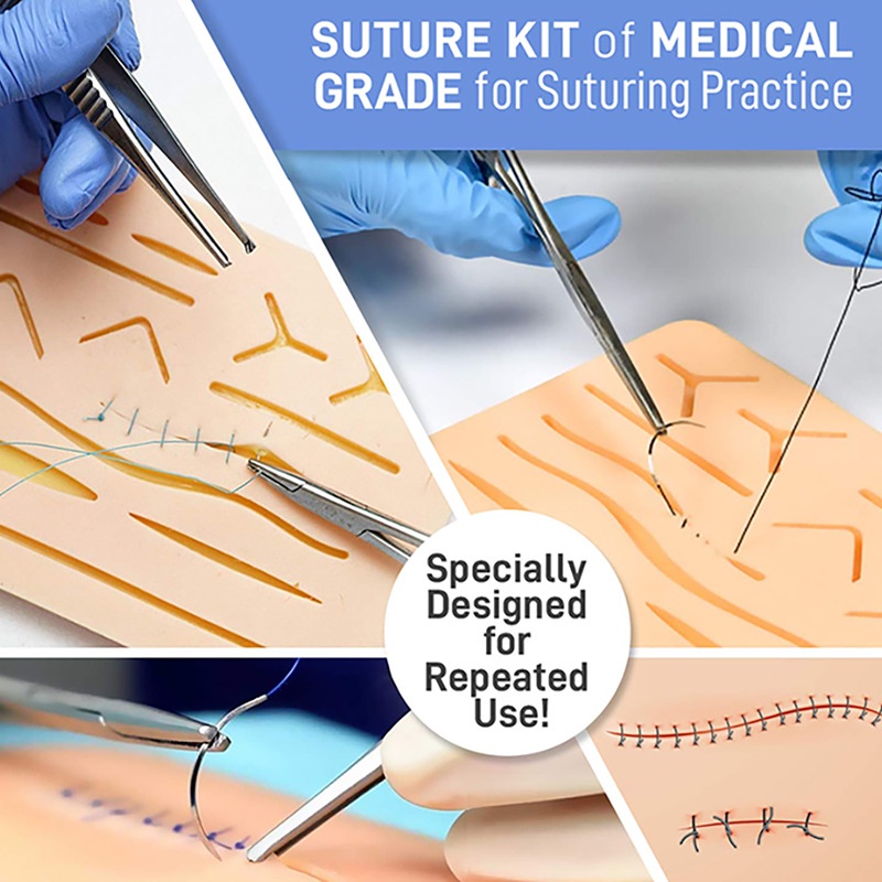 Suture Pad 3 Layer Model Kulit Silikon Pad Sutura Latih Jahit Luka Medis Suture Hecting Medical Kit Practice Skin