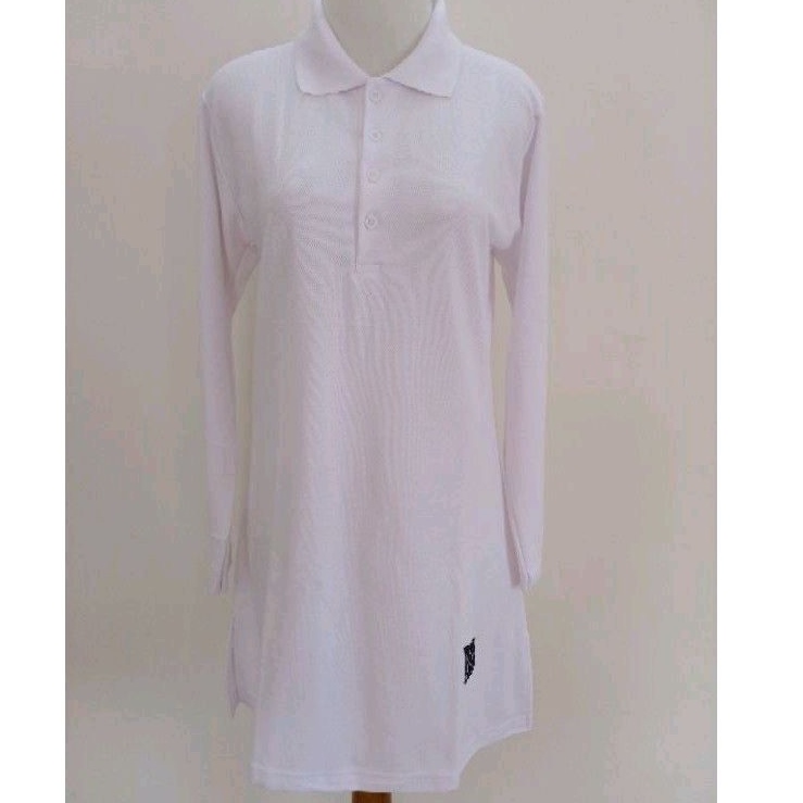 Poloshirt wanita tangan panjang wanita putih tunik muslimah