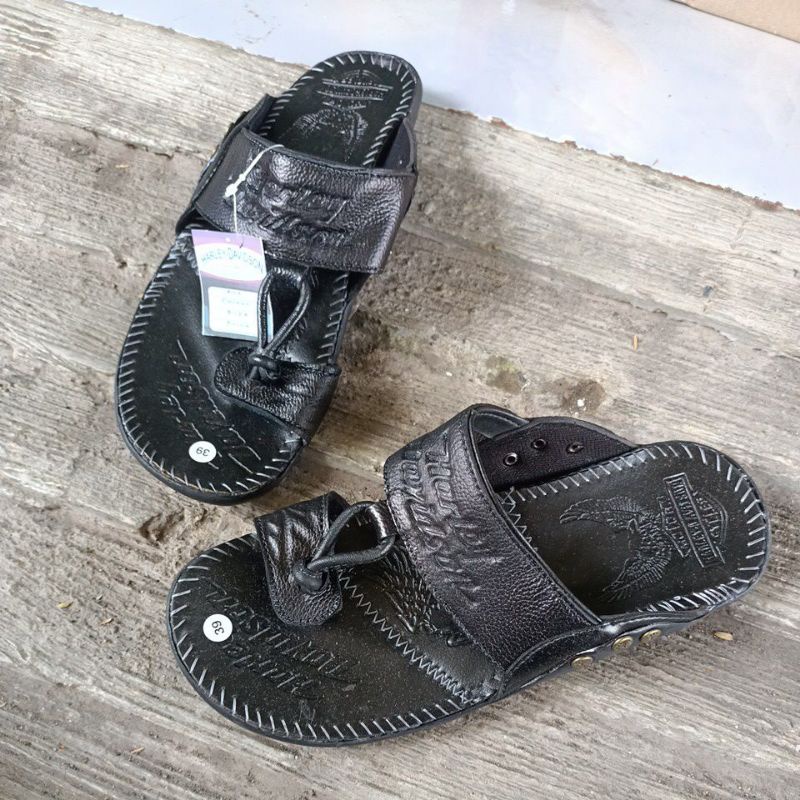 sandal Harley jepit coklat Tan kulit asli nyaman dipakai harga murah sol nya gak licin