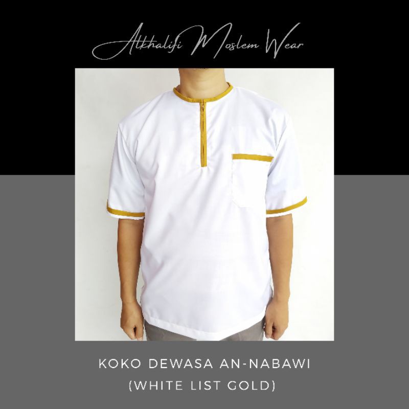 COUPLE Baju Koko Dewasa An-Nabawi (Varian White) Berkualitas by Alkhalifi Moslem Wear