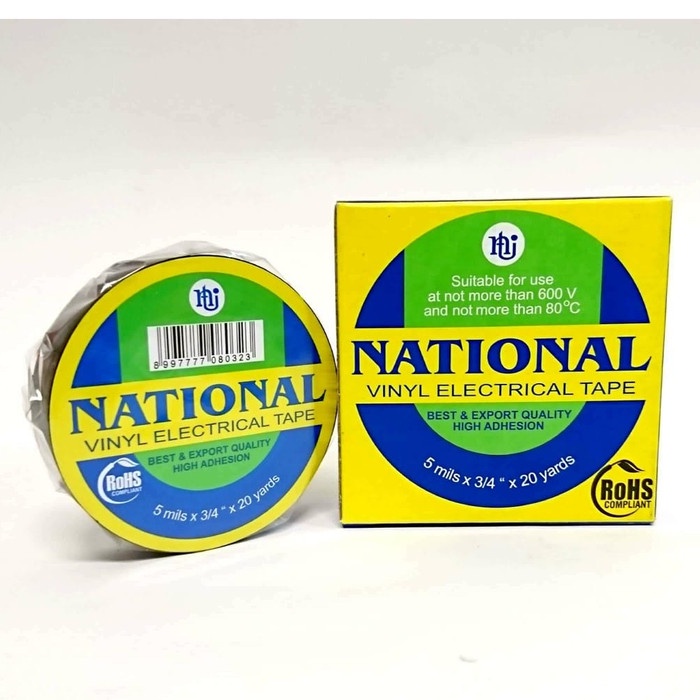 

National PVC Electrical Tape Isolasi Listrik 19 mm x 20 yard Hitam