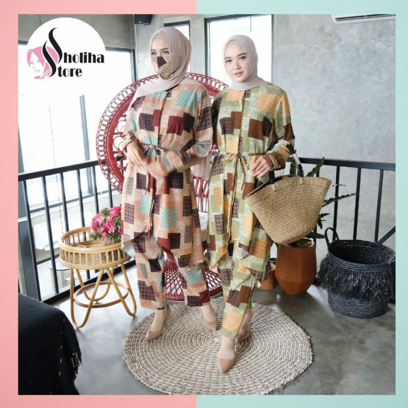 Set Cel Premium - One  Set Premium  - Aera signature Set - Gamis Murah - Baju set murah- 3B1