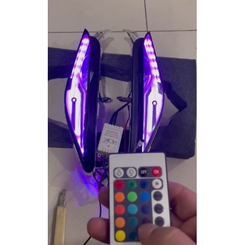 lampu sen depan jupiter mx 135 new double disk model led bisa ganti warna pakai remote