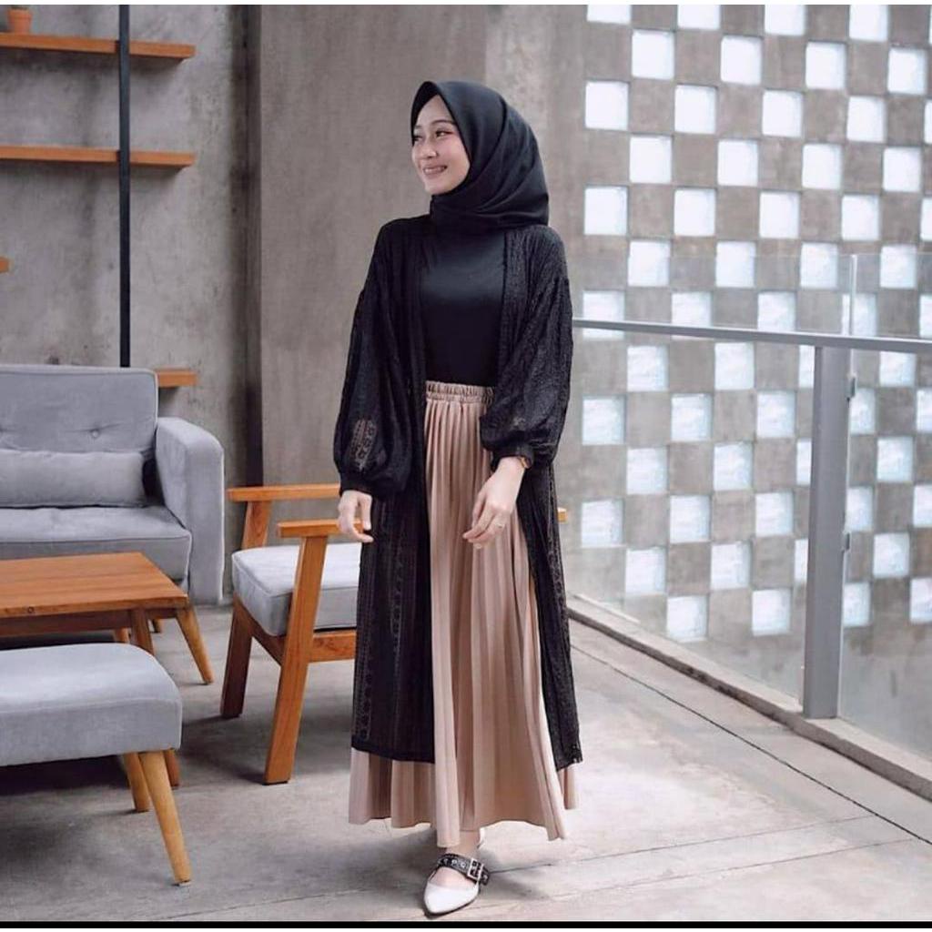 OUTER BRUKAT ( CARDIGAN PANJANG ) BRUKAT LENGAN BALON