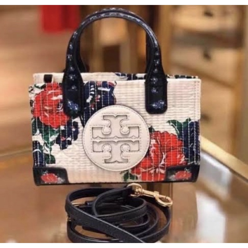 Tory Burch Ella Micro Tote Quilted Floral