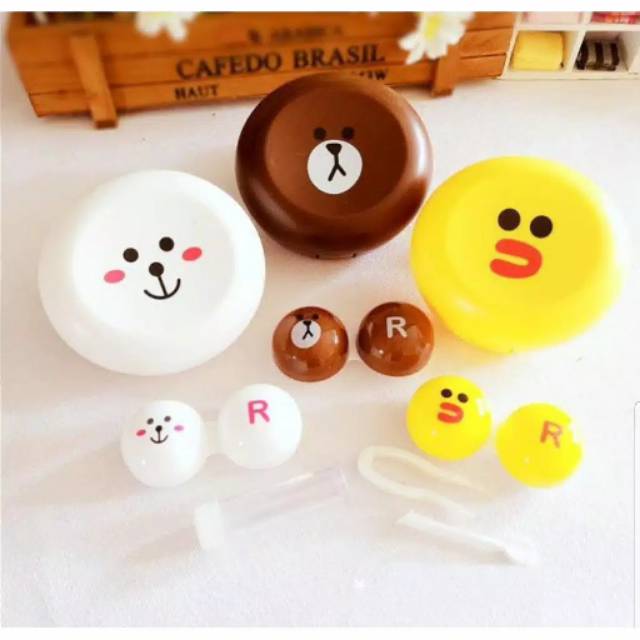 Softlens Case Kotak softlens L1NE GEPENG karakter travel kit set softlens