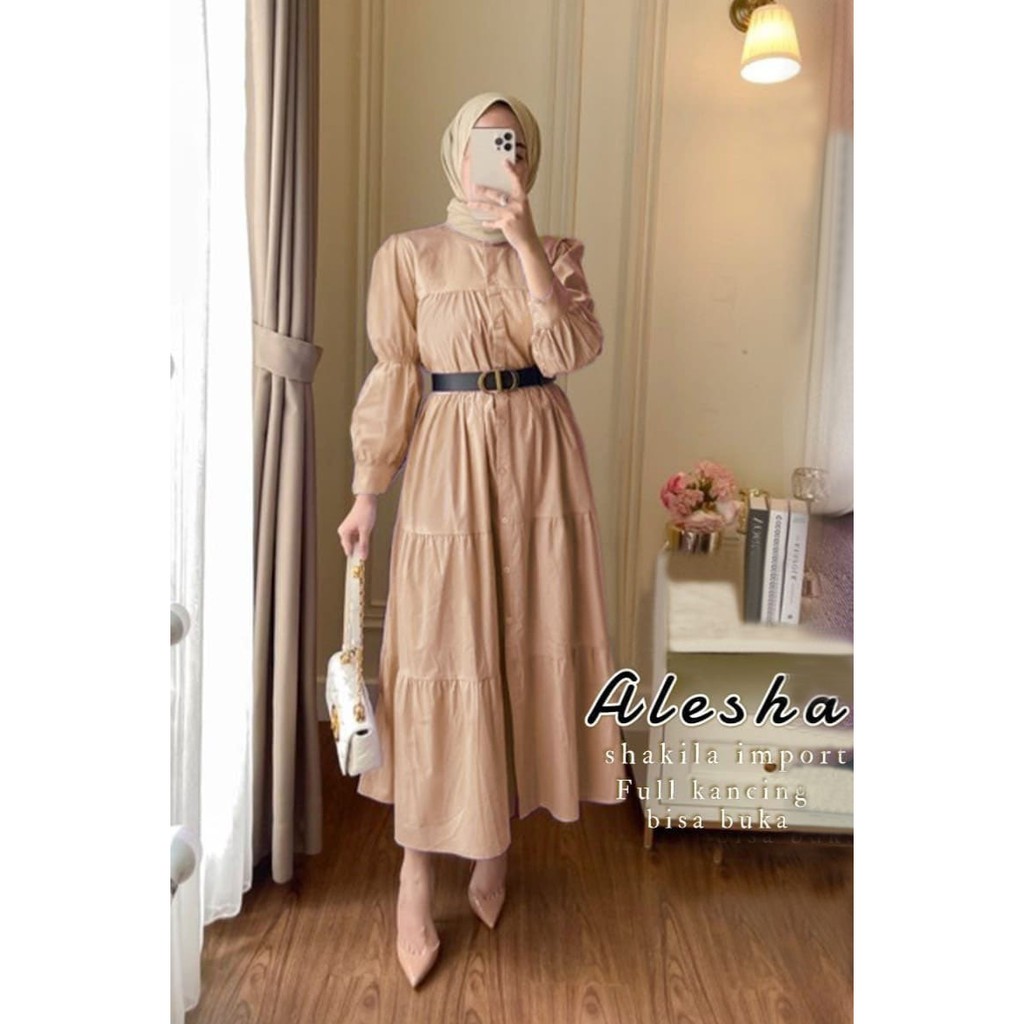 Baju Gamis Wanita Remaja Jumbo Terbaru 2022 Model Kekinian Alesha Bhn Moscrep Modern Pesta Kondangan