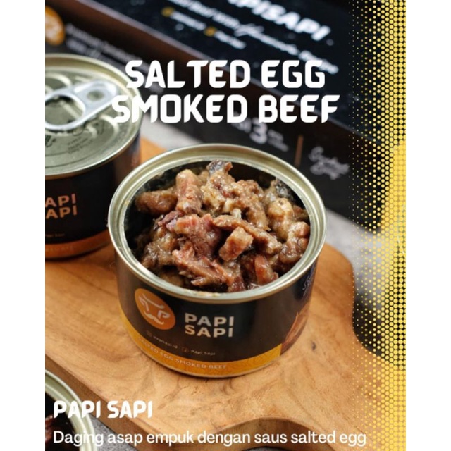 

PAPI SAPI Sei Sapi / Premium Smoked Beef - Saus Telur Asin / Salted Egg (Gurih)