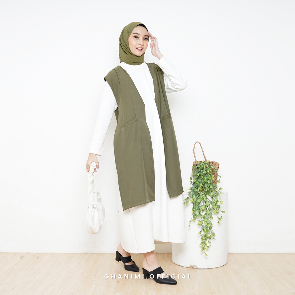 Ghanimi - Sada Long Vest / Outer Polos Panjang / Outer tali tanpa lengan / outer kondangan kekinian