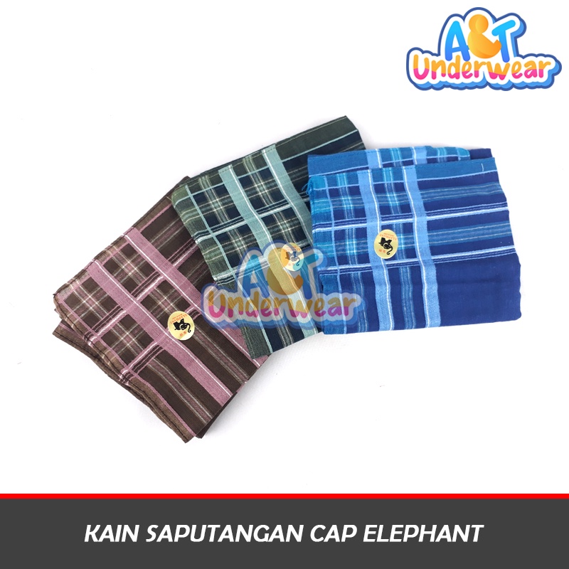 AT364-(Dapat 6 pcs) Saputangan Kain Cap Elephant/Saputangan Kain/Saputangan Warna