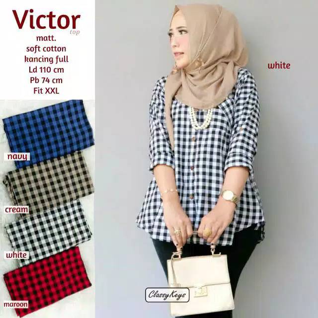 Kemeja Wanita Jumbo Kotak-Kotak Victor by Classy Keys Baju Original Solo-2