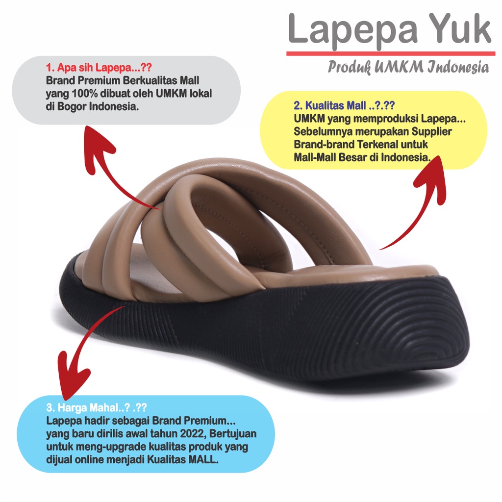 LAPEPA YUK - Sandal Platform Anak Perempuan Usia 2 sampai 10 Tahun NADHIRA KIDS Sendal Anak cewek Wedges Wanita Empuk Model Silang Warna SMOKE Brown Cokelat Soft Strap cewe Slop Usia Umur 3 4 5 6 7 8 9 thn Tahun Premium Ori Original Mall Official Store