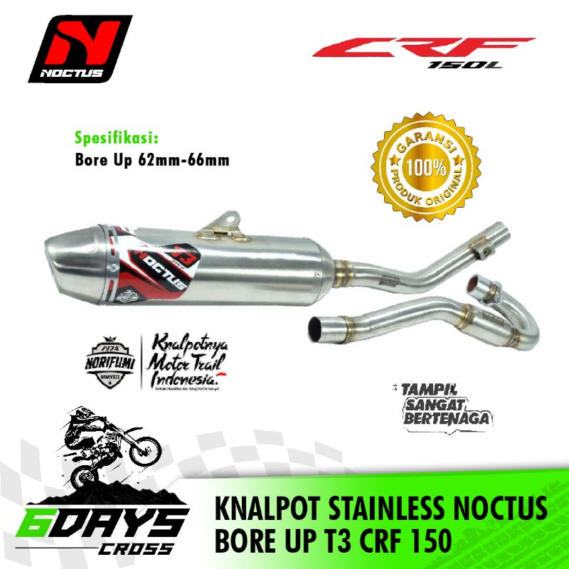 KNALPOT NOCTUS STAINLESS T3 BORE UP 62-63mm CRF 150