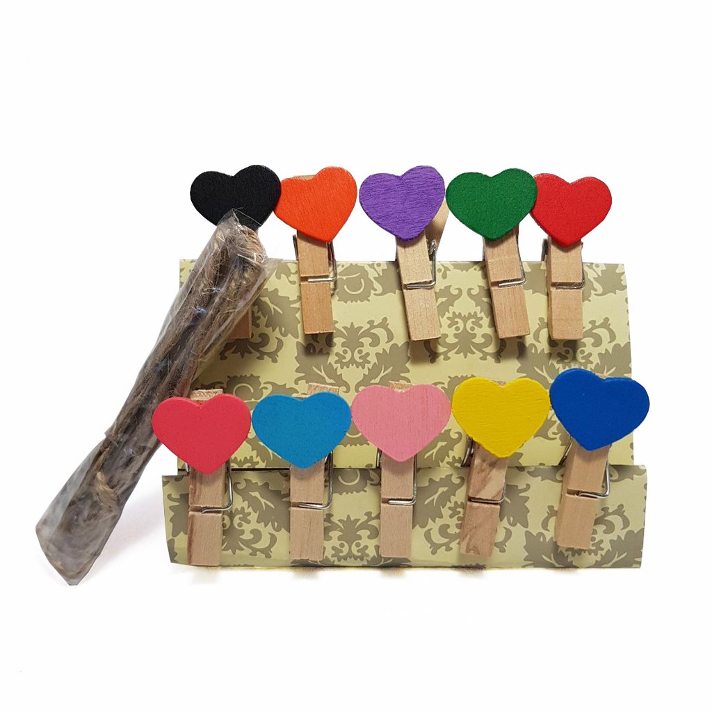 Wooden Clip/Jepit Kayu Karakter Isi 10Pcs Per Bungkus+ TALI rami 11