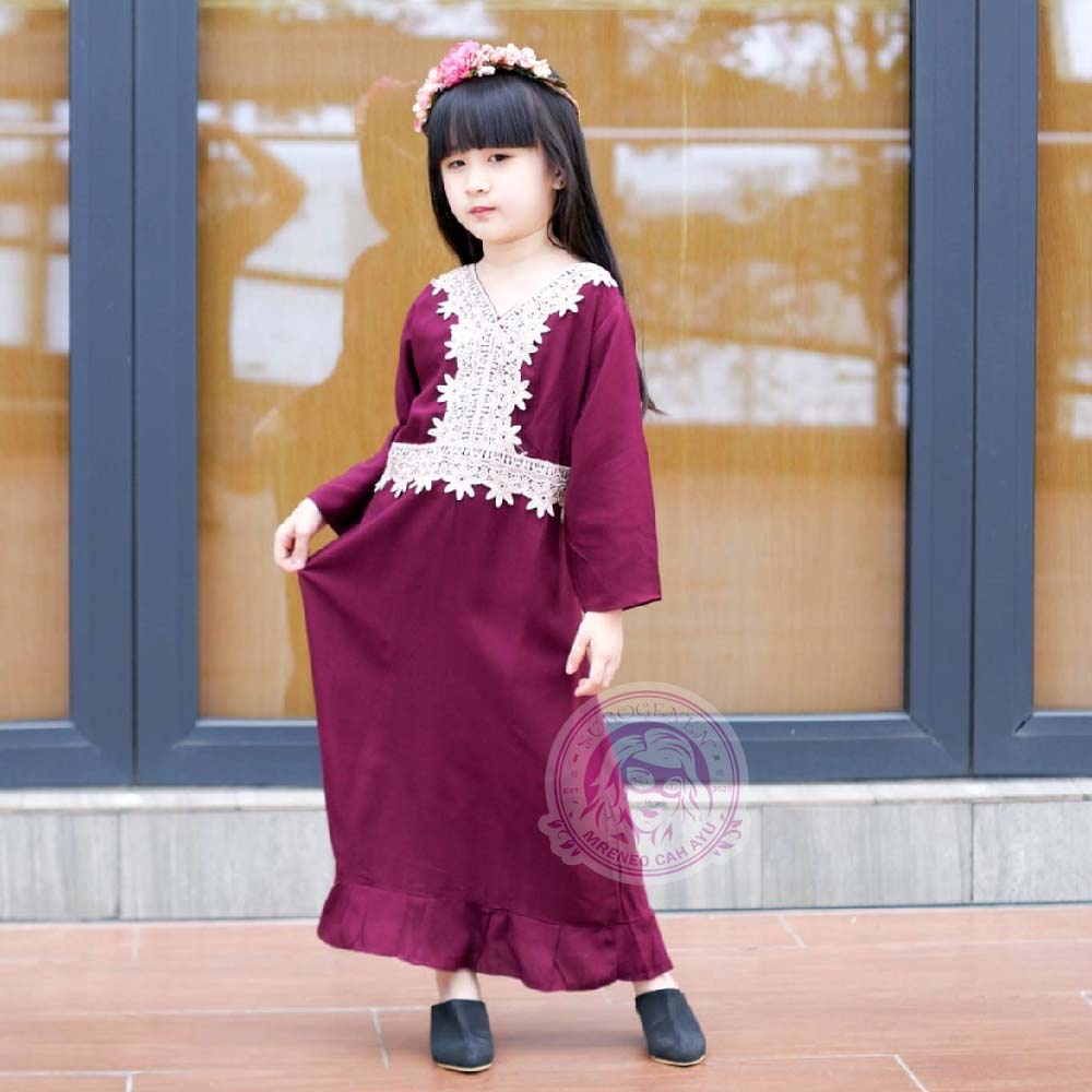 Daster Renda Anak / Gamis Anak Lengan Panjang Anak 5th - 8th