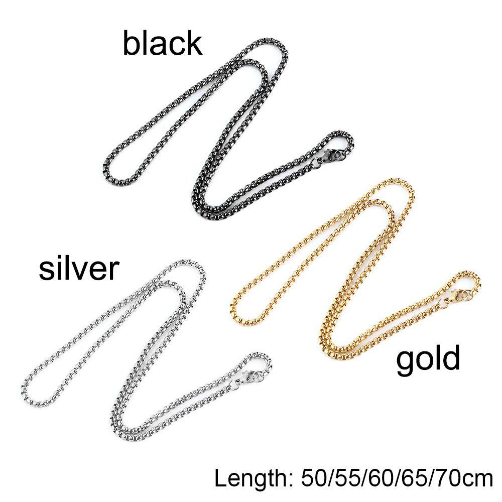 Kalung Pria CHOOKYY Fashion 3mm Gold/ Black/ Silver Titanium Steel