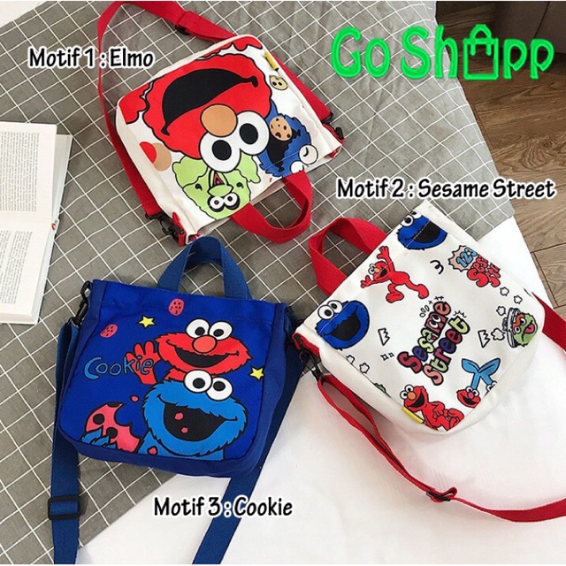 ToteBag Elmo Import - Tote Bag Kanvas Tebal dan Sleting - Tas Anak Totebag Lucu Termurah [TE03]