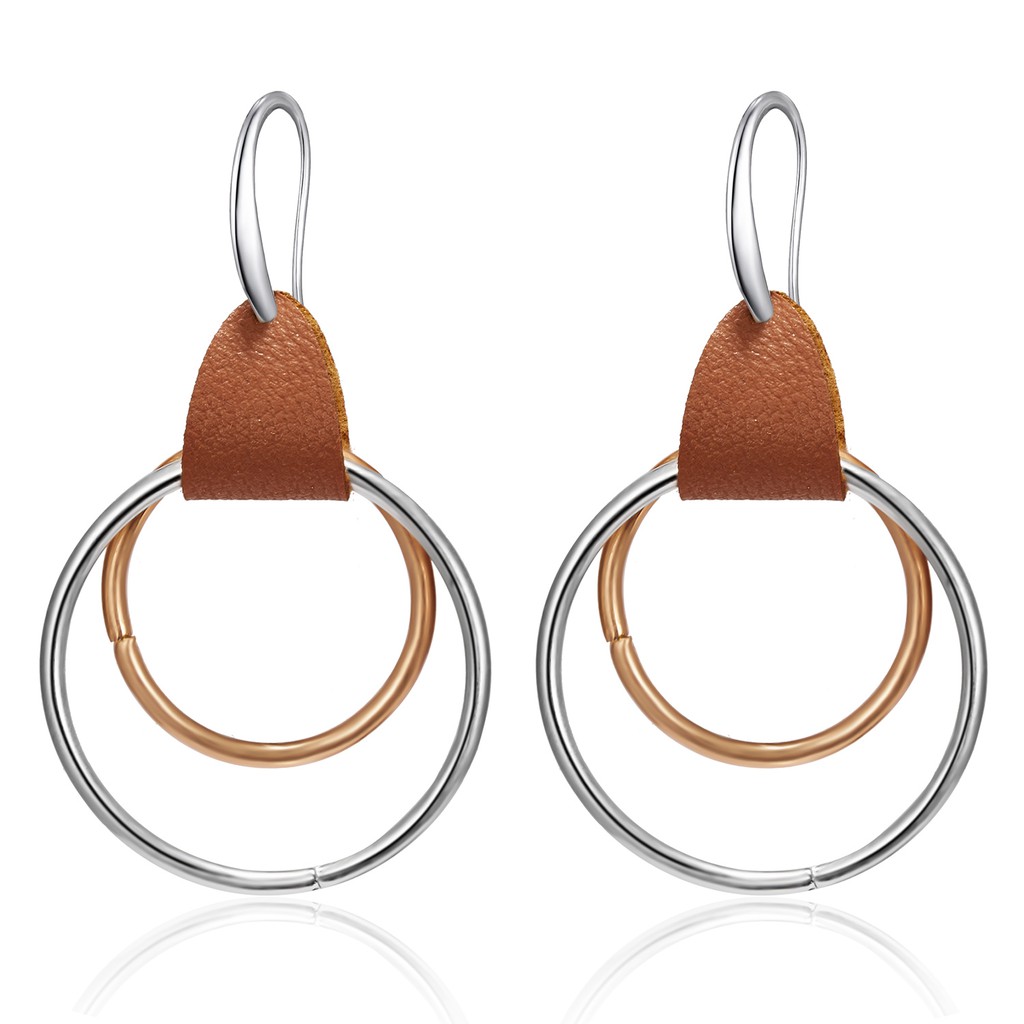 Korean style geometric earrings ladies large double loop fashion ear hook earrings factory wholesale