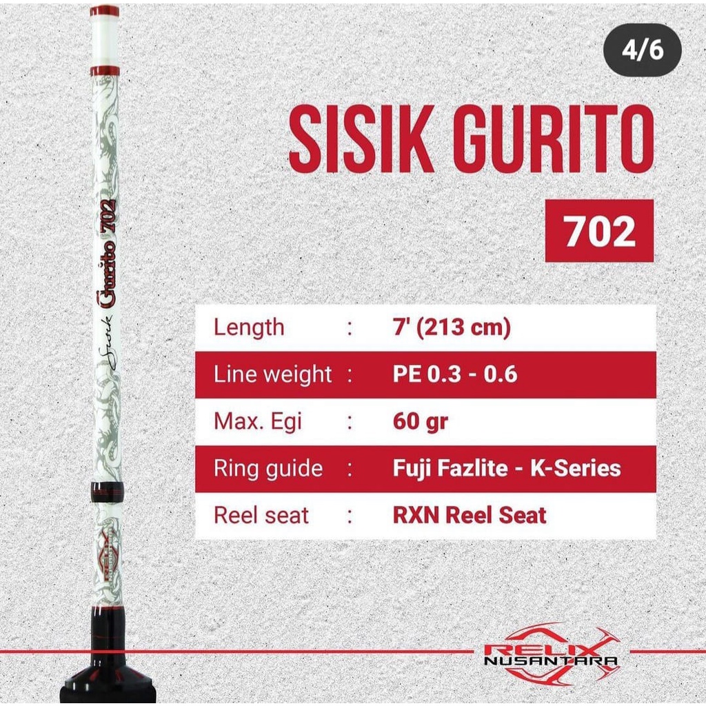 Rod RELIX NUSANTARA SISIK GURITO 702 / 213cm (Line Test PE.0.3-0.6)