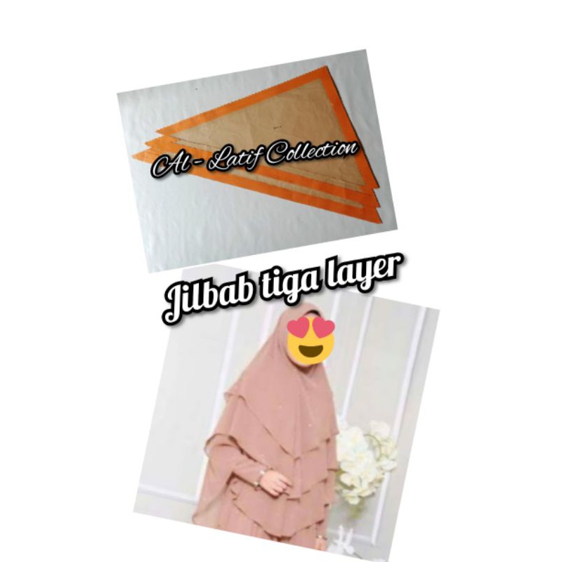 pola instan / pola jiplak jilbab 3 layer