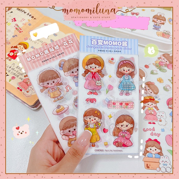 

1 set 14 lembar sticker karakter momo self portrait ootd lucu diy cute deco stiker jurnal kawai estetik MK1331