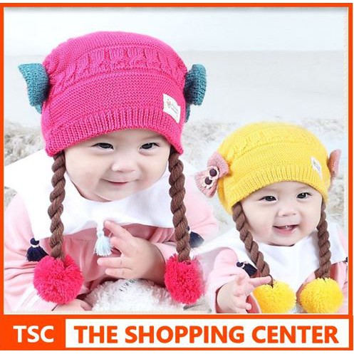 TSC - Topi Rambut Kepang / Baby Hat Wig / Topi Bayi Rambut Kepang