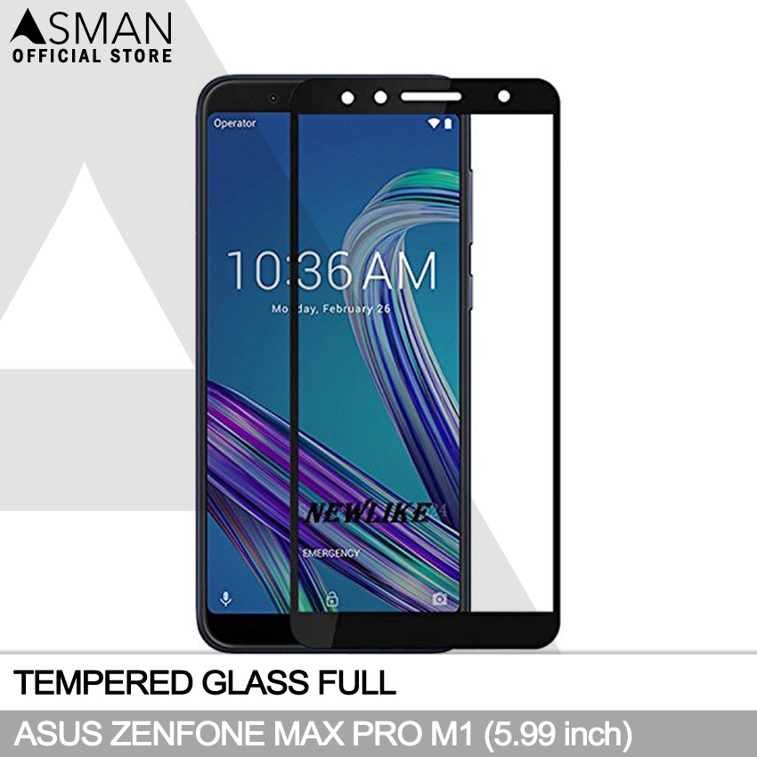 Tempered Glass Full Asus Zenfone Max Pro M1 (5.99&quot;) | Anti Gores Kaca - Hitam