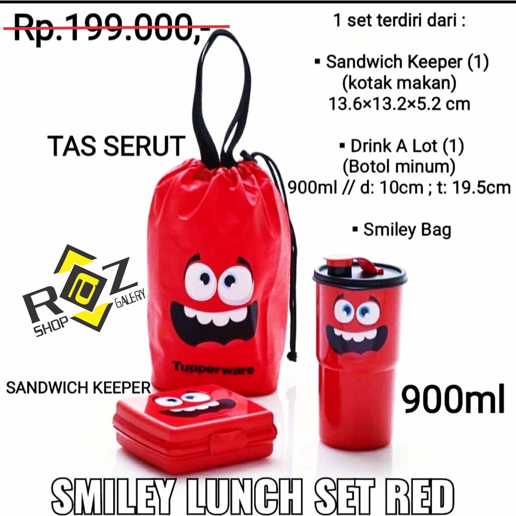 Kotak Makan | Lunch Box Set | Smiley Lunch Set | Tupperware