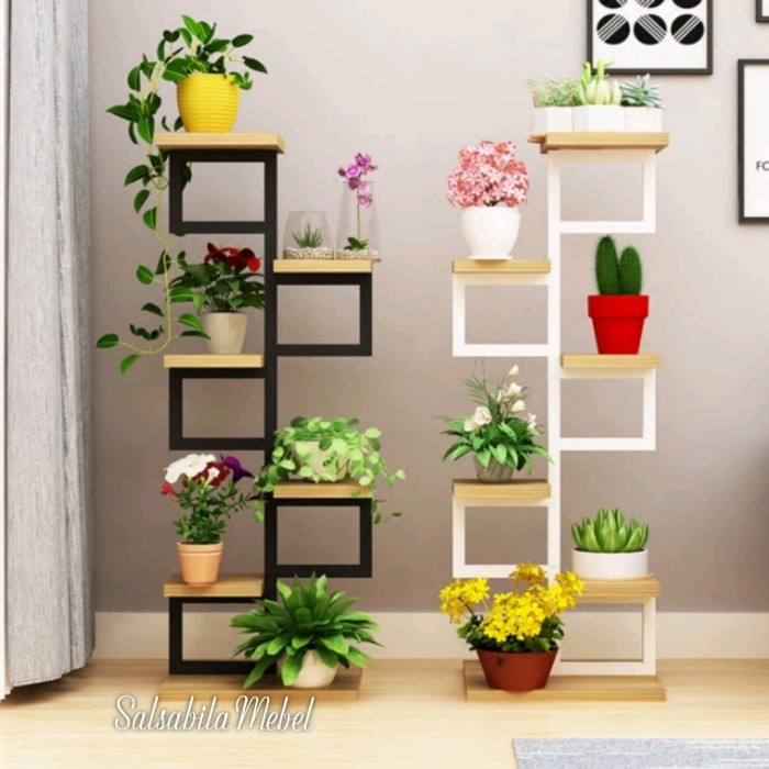 Rak Bunga Unik 5 susun/ Rak bunga kayu mahoni