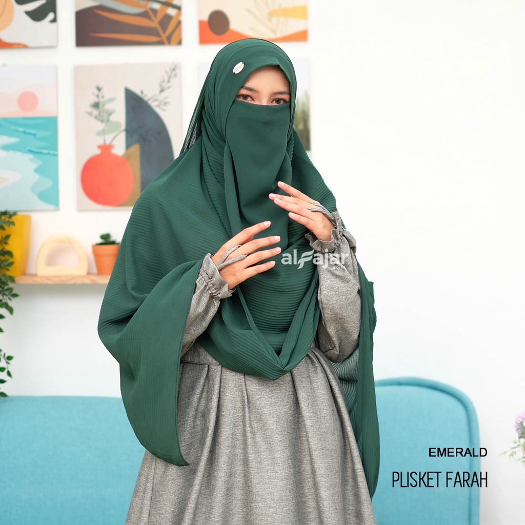 Jilbab Pasmina Instan Plisket Ceruty Babydoll Farah by Alfajar Free Cadar