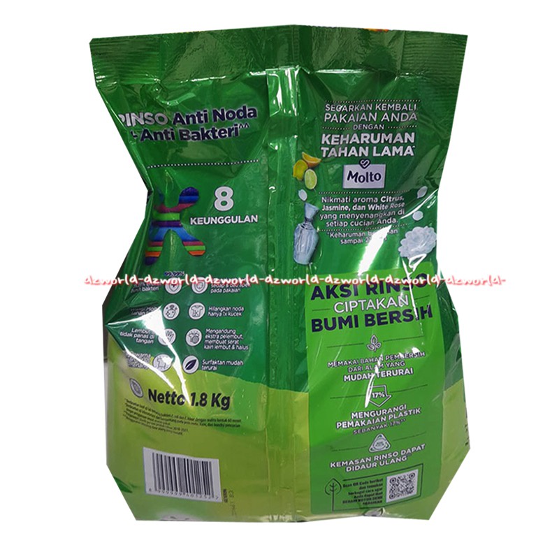 Rinso Anti Noda Classic Fresh 2kg 1x Kucek Detergen Bubuk Rinso Penghilang Noda Rinso Powder Sabun Cuci Baju Pakaian