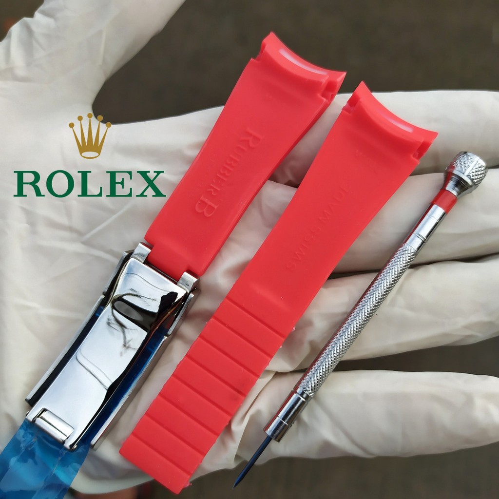 STRAP/TALI RUBBER JAM TANGAN ROLEX 20MM CURVE - MERAH.