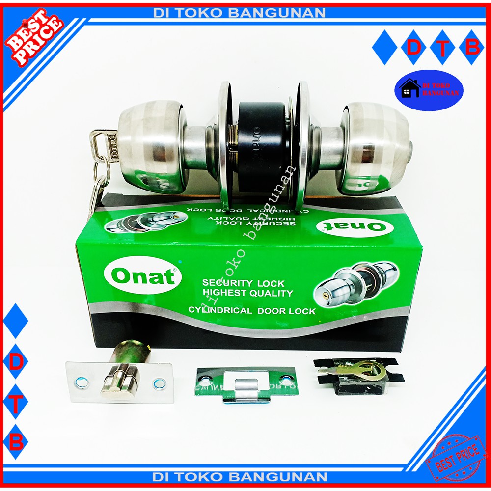 Kunci Pintu Gagang Bulat Stainless Steel Onat Kunci Pintu WC Knokk