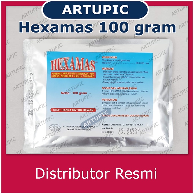 Hexamas 100 gram Obat Gumboro Infeksi Pencernaan Saluran Kemih Kasus Ascites Unggas Ayam Hewan Terna