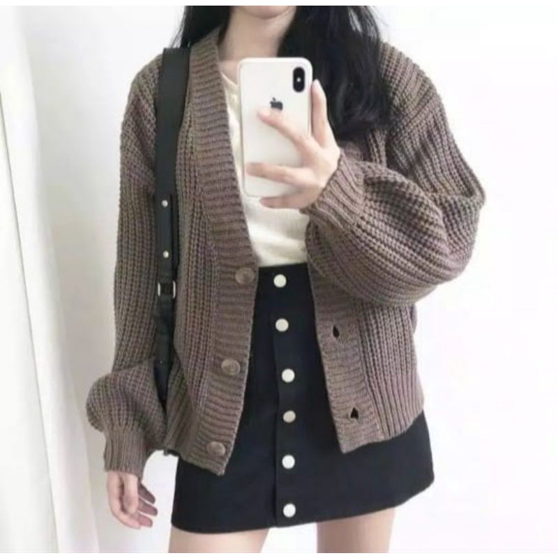 MDLV ~ CARDI ALLESYA RAJUT CARDIGAN RAJUT LENGAN PANJANG CEWEK KNIT OUTER  FASHION WANITA