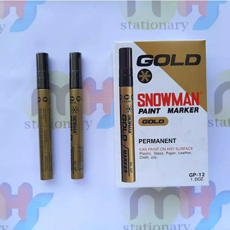 

SNOWMAN Spidol Gold marker Permanent ink Emas mata sedang 1Pcs saja