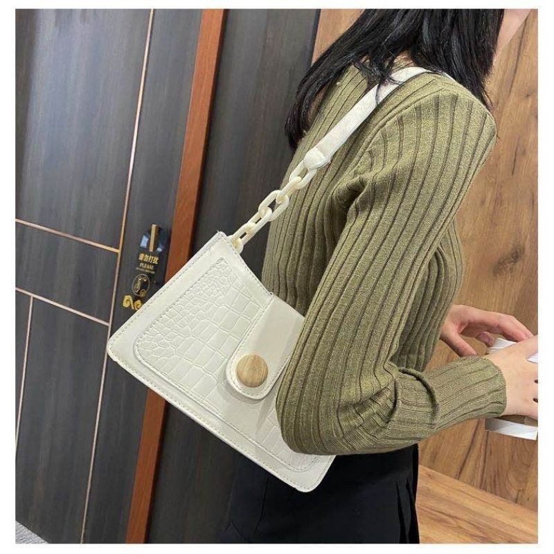 Tas Bahu import Tas selempang mini croco rantai casual shoulder bag