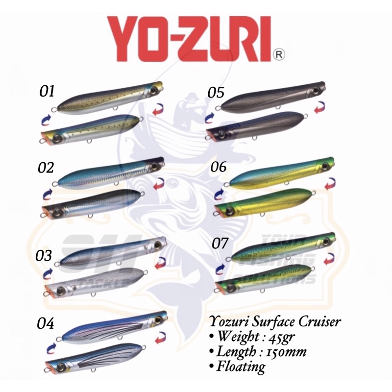 LURE MINNOW SWIMBAIT POPPER YOZURI SURFACE CRUISER