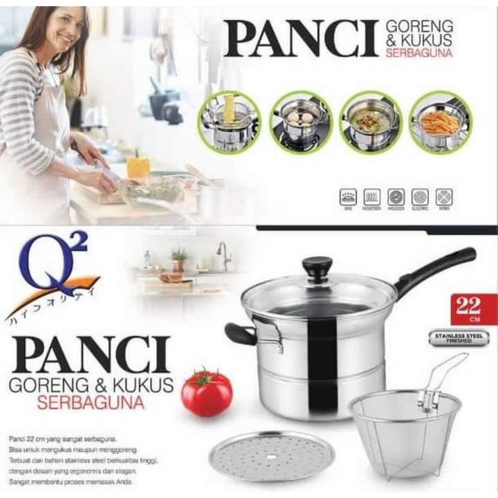 PANCI STEAMER DEEP FRYER FRIED HIGH POT PANCI KUKUSAN PENGGORENGAN GORENG KUKUS PANCI MIE 22CM / PANCI Q2-218 / Q2 218