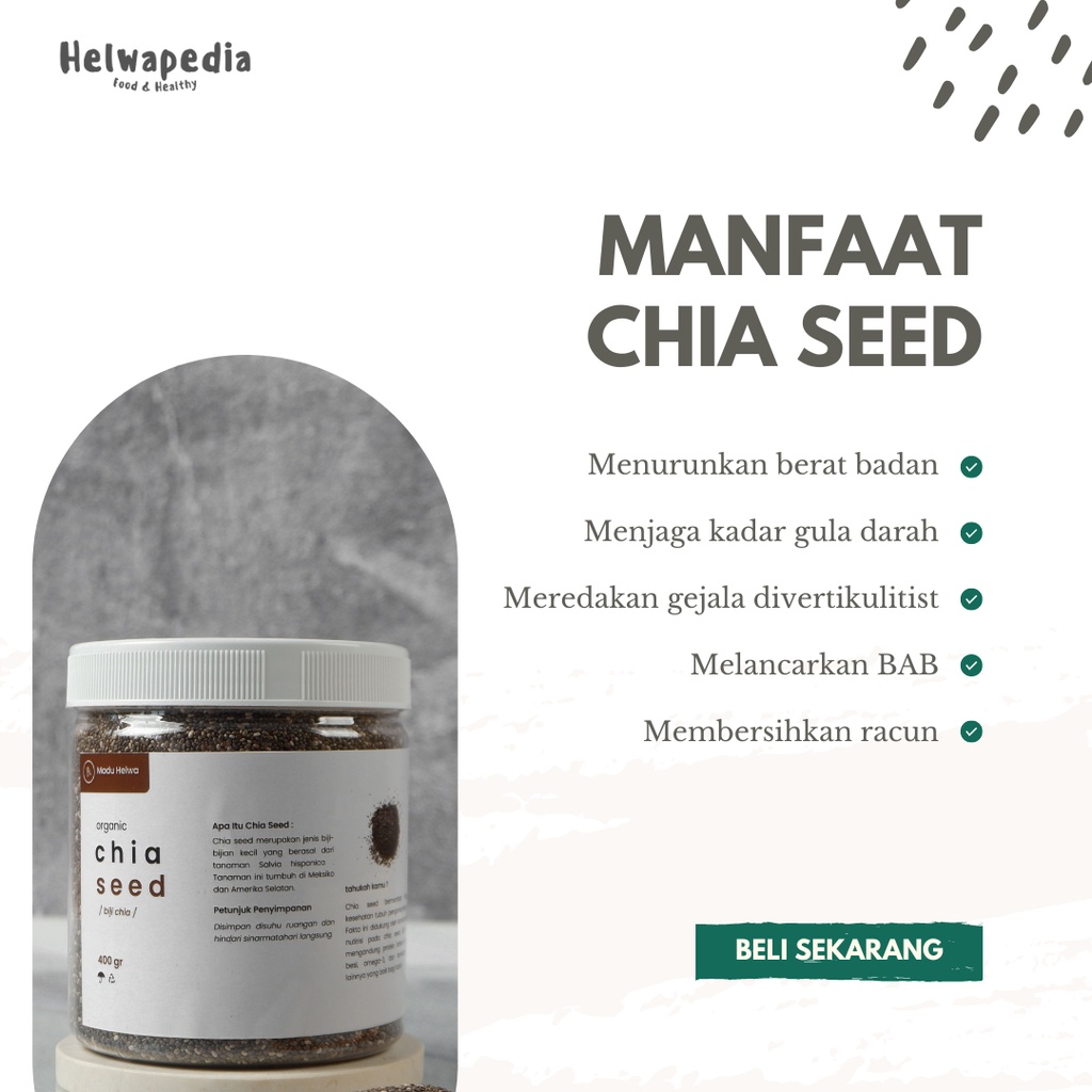 Organic Black Chia Seed 400 gr Premium Biji Chiaseed Original